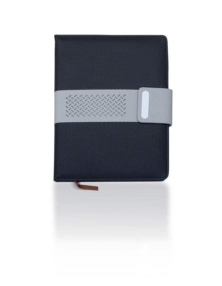 Premium Black A5 Promotional Notebook – 100 Sheets – Leather Base, Customizable Corporate Gift